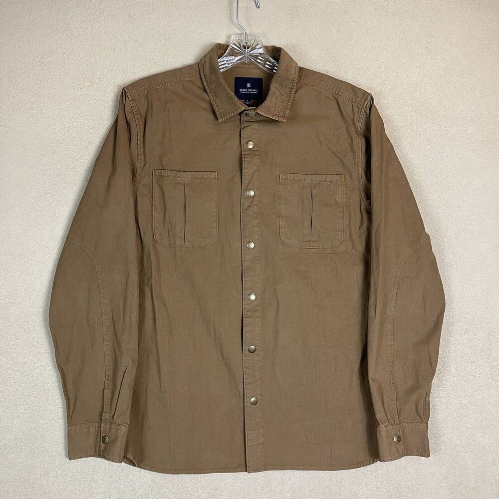 Roark Revival Shirt Mens Large Brown Long Sleeve Snap Casual Adult